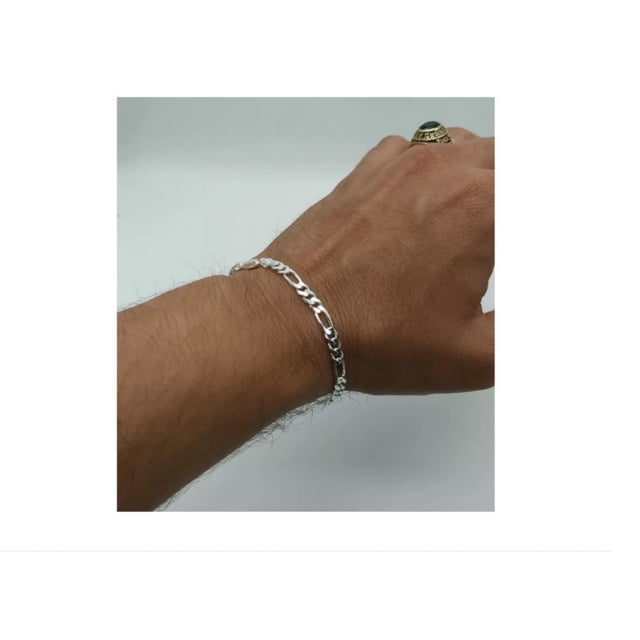 Pulsera de plata 925 modelo Fígaro italiano para hombre de 20 cm de largo