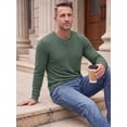 thumbnail image 6 of GRIUNS Mens Henley Shirts Long Sleeve T-Shirt Casual Classic Soft Stretch Pullover Tees Green 3XL, 6 of 8