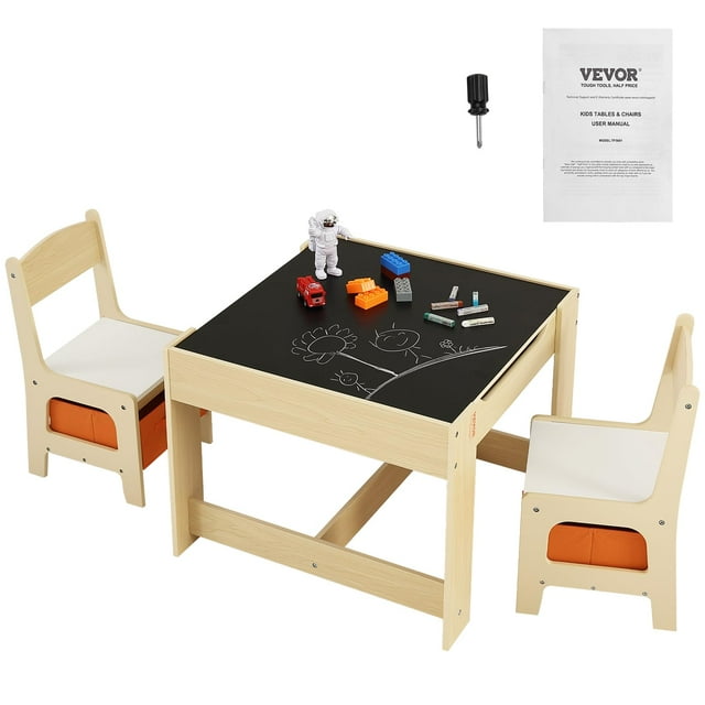 Juego de mesa y silla para niños VEVOR 3 en 1 de madera con cajón de almacenamiento