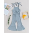 thumbnail image 2 of FEORJGP Little Girl Cami Romper Kids Girls Summer Clothes Sleeveless Jumpsuit Tie Up Ribbed Overalls Flare Leg Long Romper Pants Toddler Solid Color Casual Outifits, 2 of 8