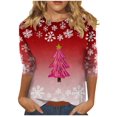 thumbnail image 2 of FDGIU Women's Christmas Graphic Tunic Tops - Soft Long Sleeve Crewneck Blouses with Xmas Tree Prints, Holiday Party Tees, 2 of 6