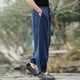 thumbnail image 5 of Pantalones largos para hombre, lisos, informales, con múltiples bolsillos y botones, para exteriores, rectos, para fitness, cargo, poliéster, 5 of 6