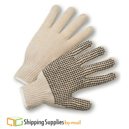 Cotton Work Gloves with Single PVC Dots, for Men, 12