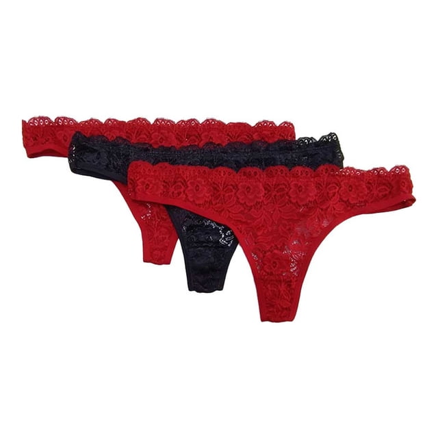 Tanga Secret Treasures para Dama, de Encaje Multicolor Talla CH 3 Piezas