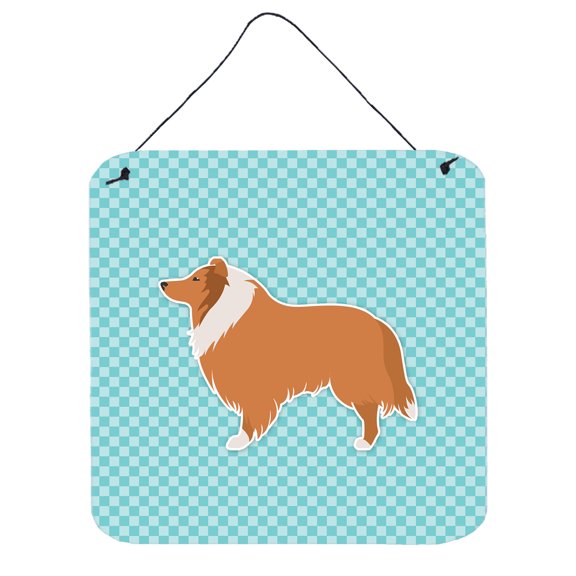Carolines Treasures BB3716DS66 Collie Checkerboard Blue Wall or Door Hanging Prints