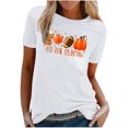 thumbnail image 1 of Blusa de manga corta con estampado de otoño y cuello redondo informal de verano para mujer Pompotops  hkajfhjk457295, 1 of 6