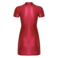 thumbnail image 4 of iixpin Women's Oil Shiny Bodystockings Mini Dress Sheer Nylon Elastic Tights Dresses Cocktail Dress Burgundy L, 4 of 7