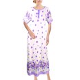thumbnail image 1 of Chemin de Moda Women's Short Sleeve Button Peony Print Floor-Length Long Nightgown, 1 of 5