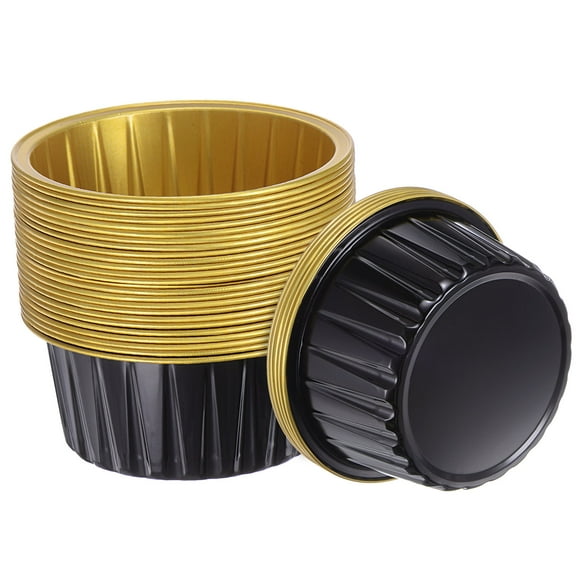 Black&Golden Cupcake Cups 50pcs 66x36x85mm Aluminum Foil Standard Cupcake Liners