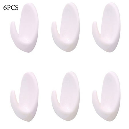 

Big Clear! 6PCS White Wall Hooks Powerful Small Rails Waterproof Oil Resistant Self Adhesive Hooks Reusable Seamless Hanging Hooks For Kitchen Bathroom Office