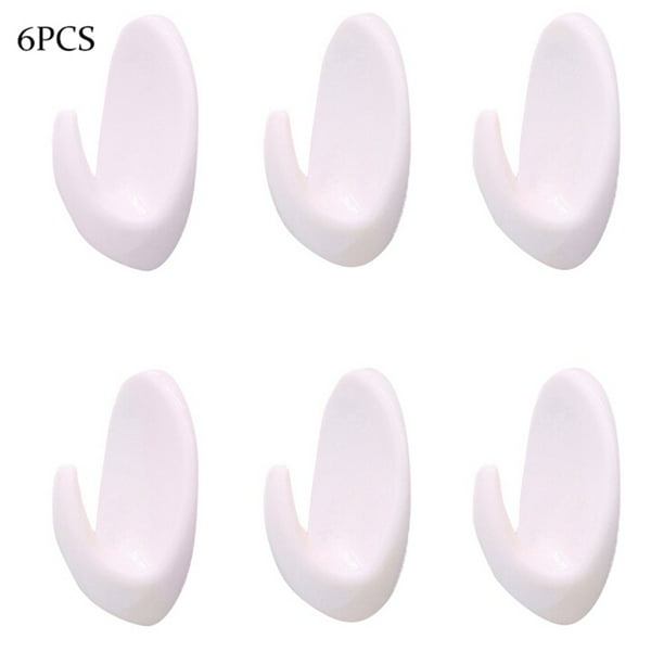 Clearance! 6PCS White Wall Hooks Powerful Small Rails Waterproof Oil Resistant Self Adhesive