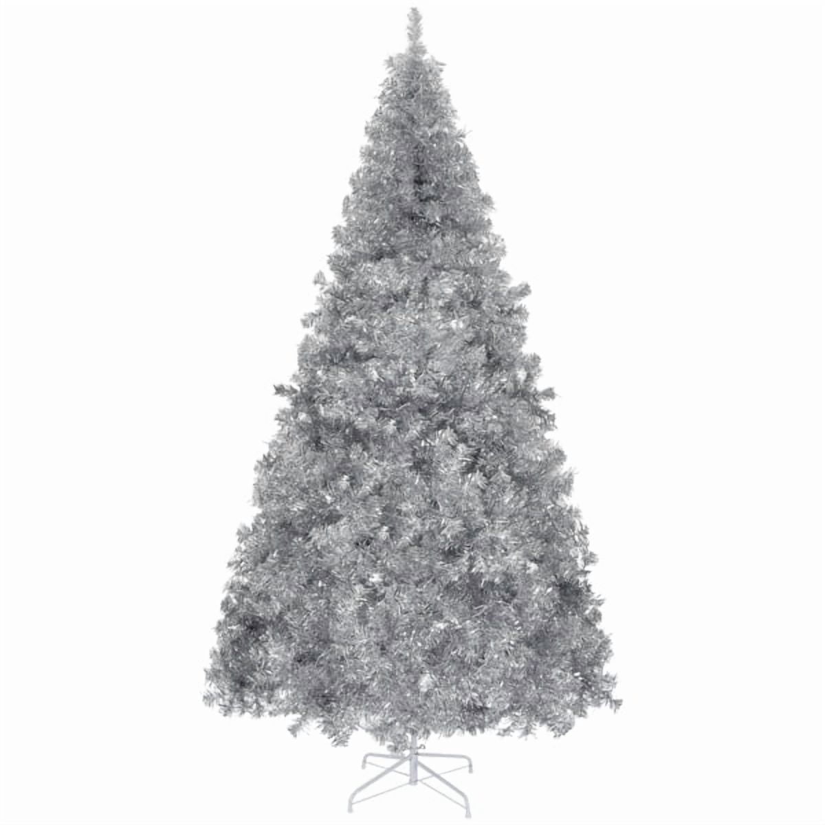 8ft Pre-lit Silver Christmas Tree with 500 Lights & Remote, 1350 Branch Tips, Artificial Xmas Tree for Home/Office Holiday Decor
