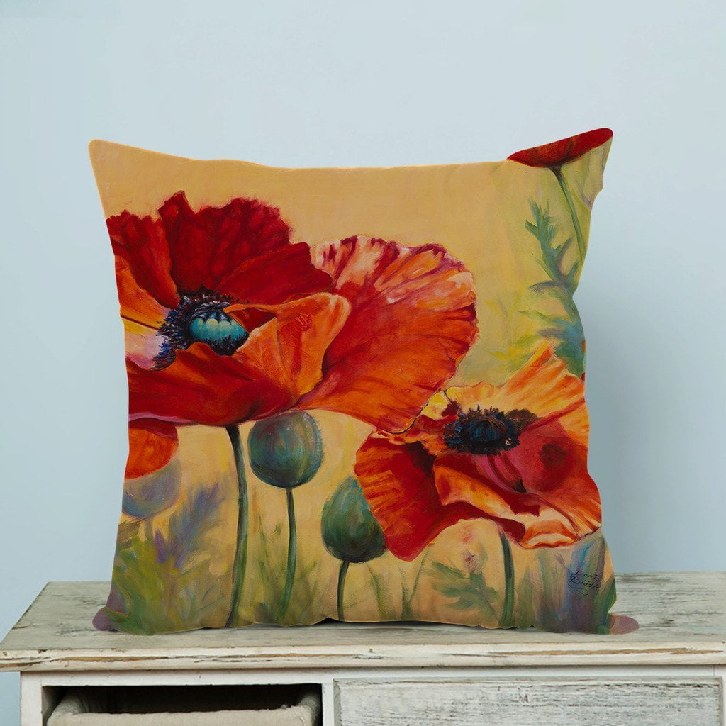 GCKG Red Poppy Passion Pillow Case Pillow Cover Pillow Protector Two