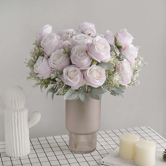 Pompotops Rose Rouge Simulée Fleur Artificielle Guide de Mariage Disposition Simulation 11 Bouquets de Roses de Printemps Liquidation