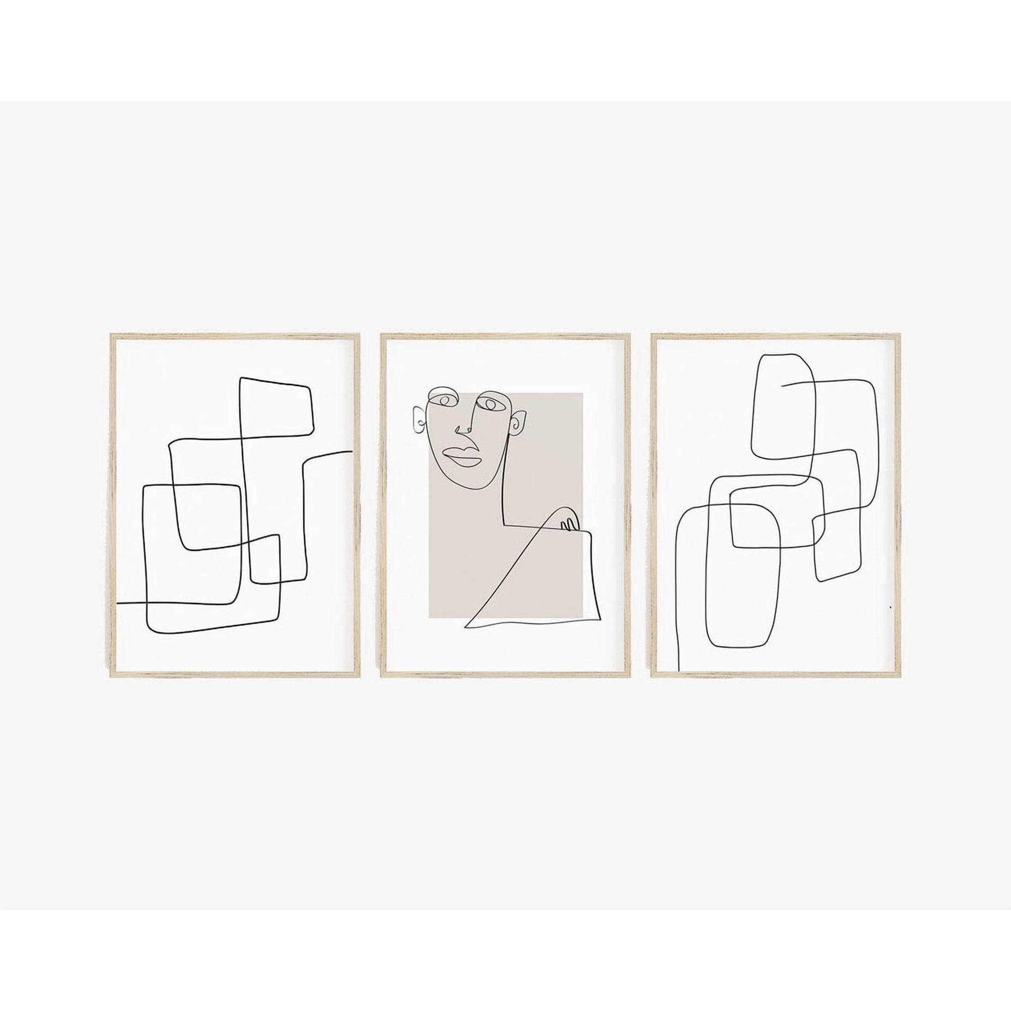 Set Of 3 Line Modern Minimalist Abstract Contemporary Wall Art Prints Modern Living Room And Office Decor