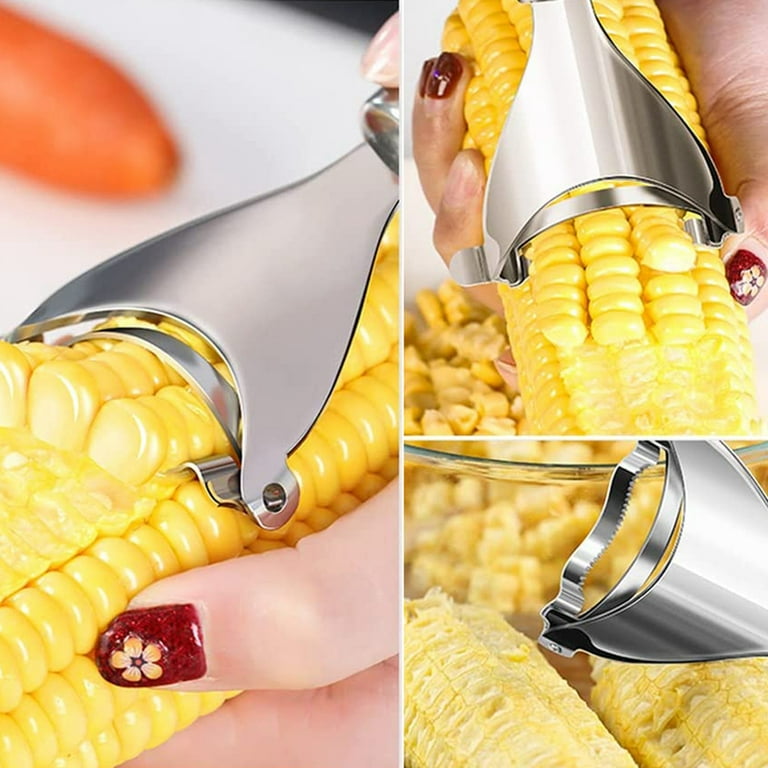 3Pcs Magic Corn Cutter Peeler,corn peeler,Corn Stripper Cob  Stripper Tool,Stainless Steel Corn Thresher,Corn Peeler with Ergonomic  Handle: Home & Kitchen