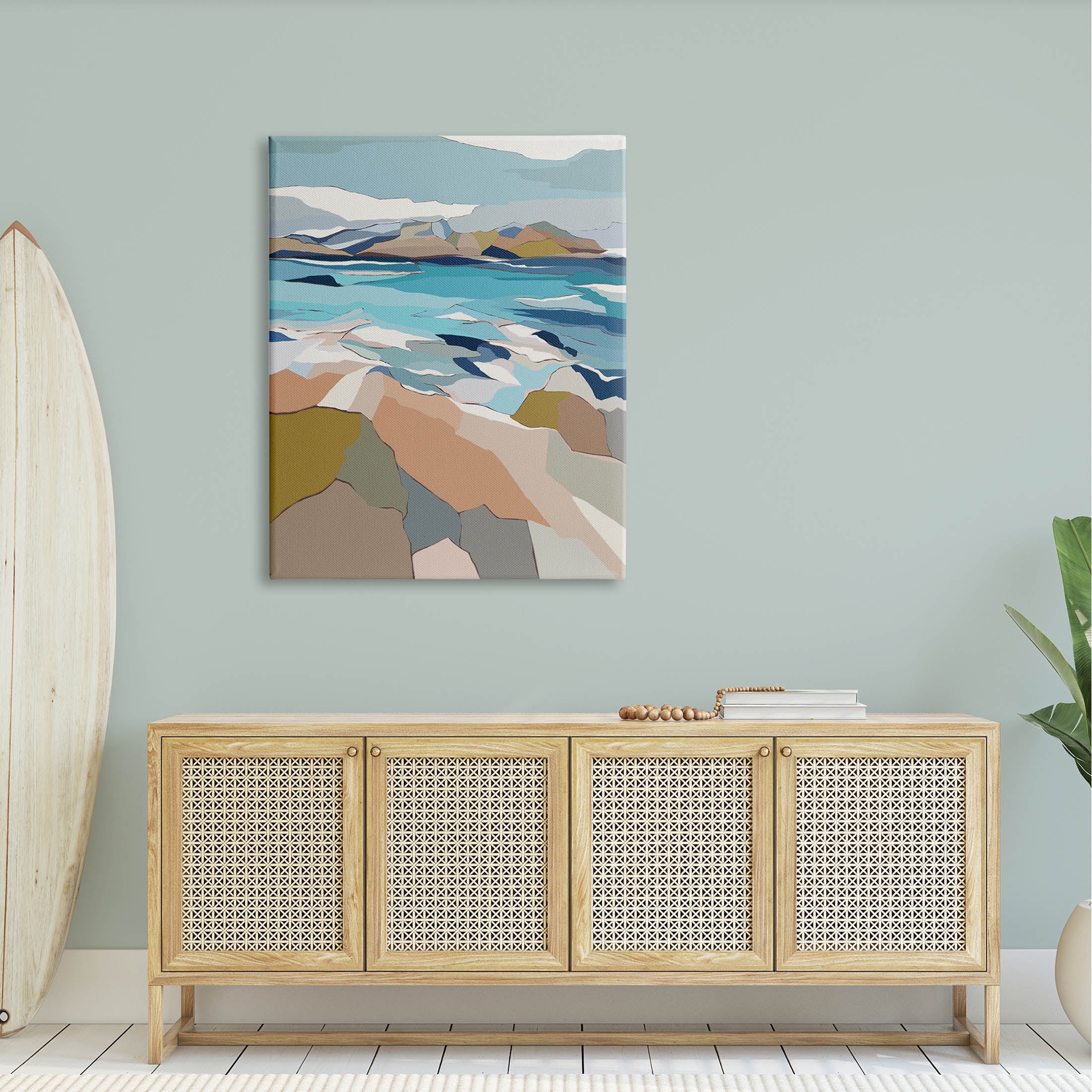 Stupell Industries Rocky Ocean Shore Beach Landscape Graphic Art Gallery Wrapped Canvas Print Wall Art, Design by Nikita Jariwala