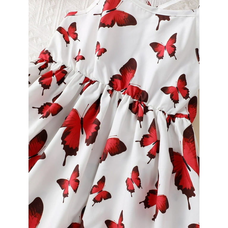 Mikrdoo 5 Years Little Girls Dress Butterfly Print 6 Years Mikrdoo 5 Years Little Girls Dress Butterfly Print 6 Years