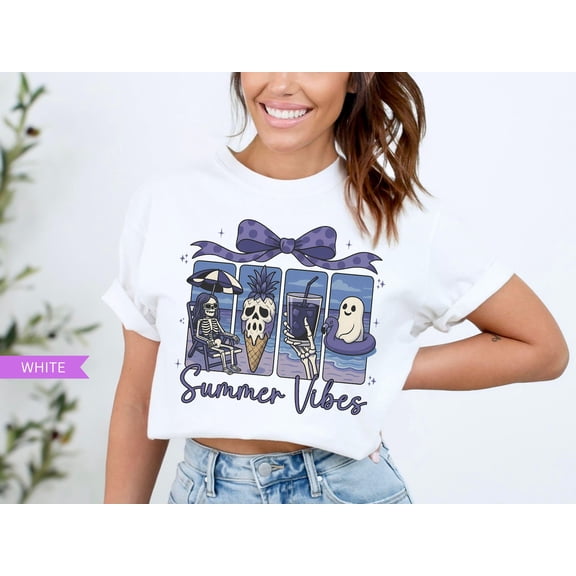 Summerween Ghost Shirt, Summer Vibes Tshirt, Beach Vibes Shirt, Summer Tees for Halloween Lover, Hot Ghoul Summer