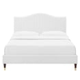 thumbnail image 6 of King Size Platform Bed Classic White Velvet Vertical Channel Tufting, 6 of 7