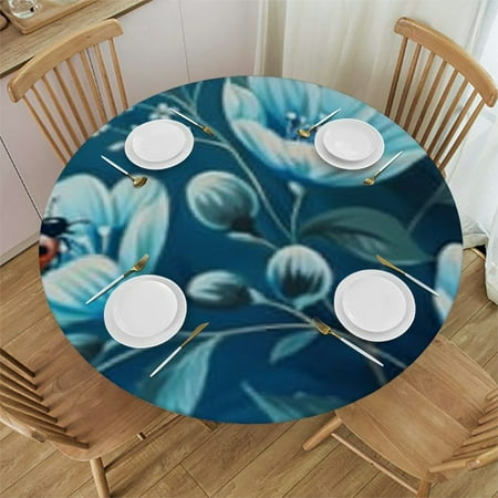 

nygtbtfer Bright Flowers Round Fitted Tablecloth with Elastic Edge Abstract Flowers Round Table Cover Home Decorative Tablecloth for Table Fit forRound Tables 46 -50