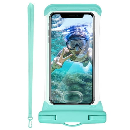 TJS Universal Sport Swimming Waterproof IPX8 Case Cellphone Dry Bag Pouch for iPhone Xs Max XR XS X 8 7 6S Plus, Galaxy S10 Plus S10 S10e S9 S8 +/Note 9, Pixel 3 XL,LG, Moto up to 6.5" (Teal)