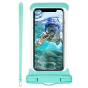 TJS Universal Sport Swimming Waterproof IPX8 Case Cellphone Dry Bag Pouch for iPhone Xs Max XR XS X 8 7 6S Plus, Galaxy S10 Plus S10 S10e S9 S8  /Note 9, Pixel 3 XL,LG, Moto up to 6.5" (Teal)