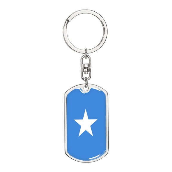 Somalia Flag Swivel Keychain Dog Tag Stainless Steel or 18k Gold