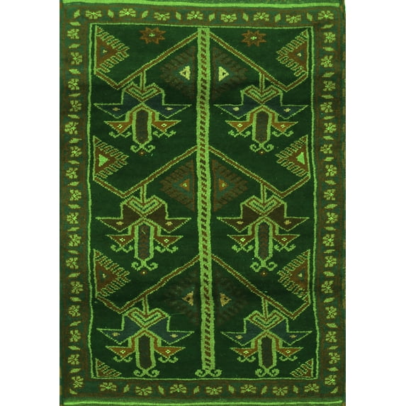 Ahgly Company Indoor Rectangle Persian Green Traditional Area Rugs, 4' x 6'