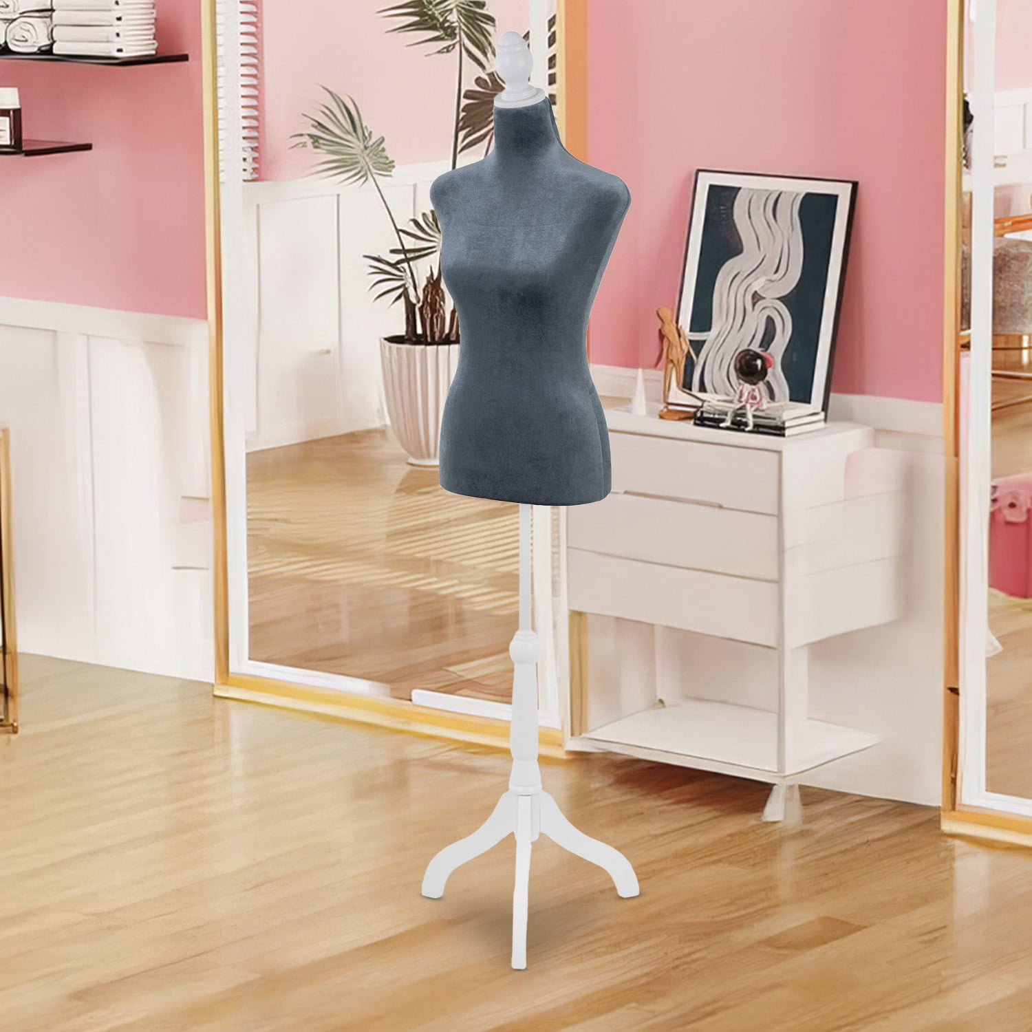FDW Dress Form Sewing Mannequin - 50-63" Adjustable w/Wooden Tripod Stand，Grey