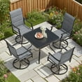 thumbnail image 4 of MAYEERTY 2-Piece Outdoor Swivel Dining Chairs with Padded Textilene Fabric for Backyard & Patio, Gray, 4 of 7
