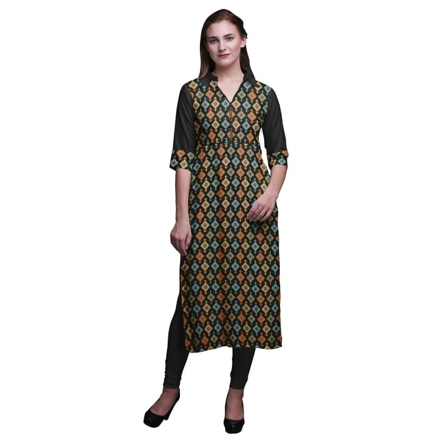 Bimba Kurti Droite en Rayonne pour Femmes LongKurtiDress Haut Indien Imprimé