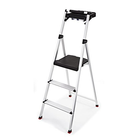 Rubbermaid RMA-3T 3-Step Lightweight Aluminum Step Stool with Project Tray