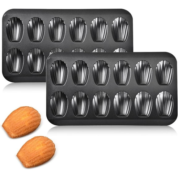 2pc 12 Cup Madeleine Mold Nonstick, Carbon Steel Cake Mold for Cookies and Baking, Shell Shape Pan Set, Send Goods from Local Warehouse