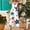 Blue, variant on Women's Patriotic Bib Overalls With Stars and Stripes Print Featuring Vintage Distressed Look Loose Wide Leg Jumpsuit with Side Pockets Light Blue S