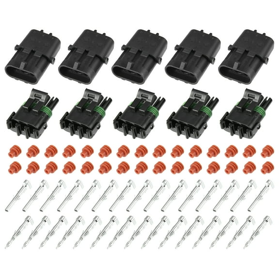 5 Kit 3 Pin Way Waterproof Electrical Connector Series Terminal 12 AWG Connectors Housing Terminals Sealed Wire for Car