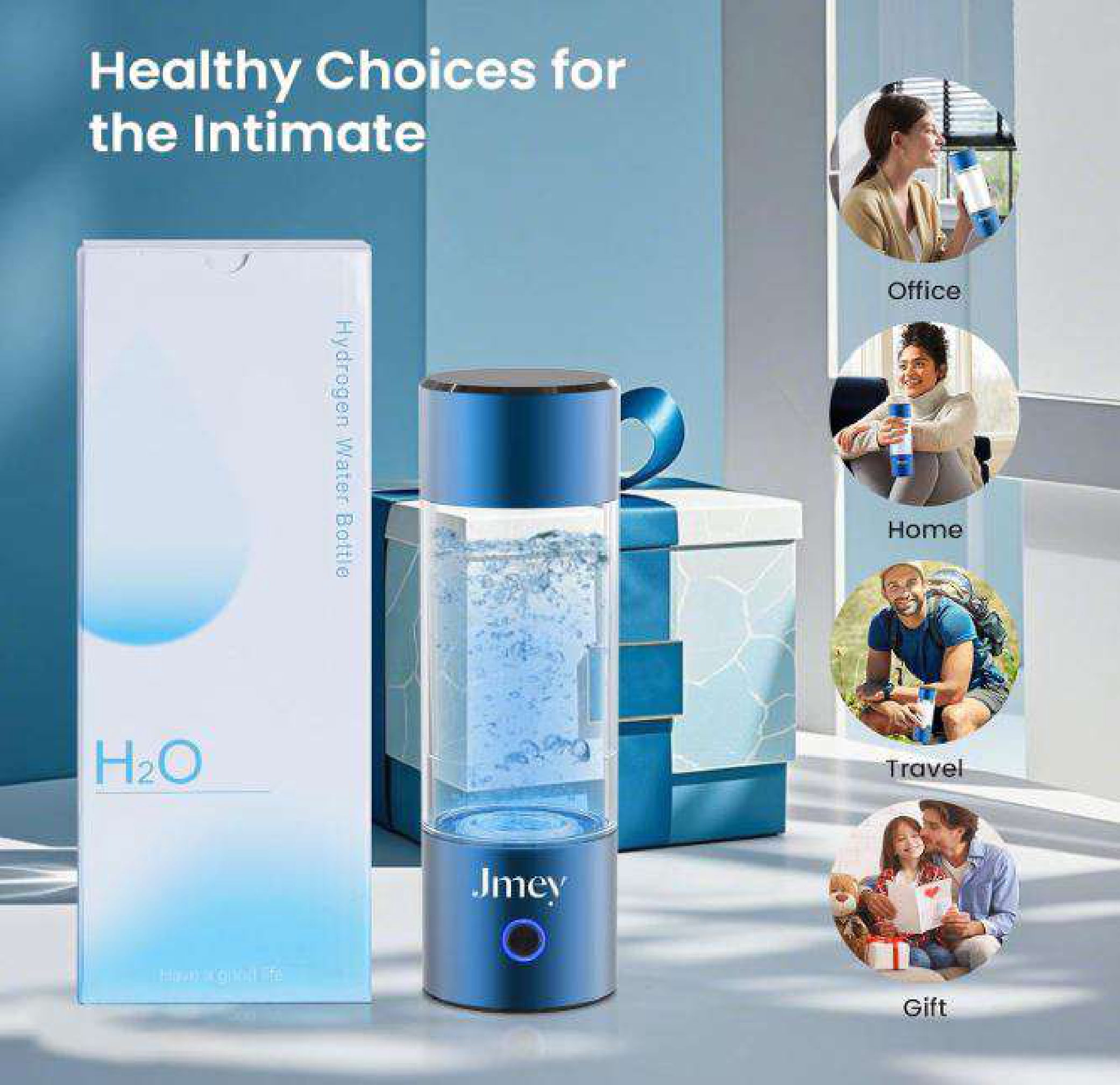5000PPD Rechargeable 9.5oz Hydrogen Water Bottle Generator Fitness Cycling