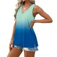 thumbnail image 5 of Women's Tank Tops Casual V Neck Sleeveless Shirt Blouses Side Split Gradual Change Tshirts Loose Fashion Vacation Cami Tunic Summer Clothing, 5 of 8