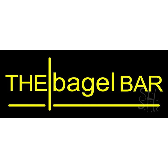 The Bagel Bar LED Neon Sign 13 x 32 - inches, Black Square Cut Acrylic Backing, with Dimmer - Bright and Premium built indoor LED Neon Sign for restaurant window and interior decor.