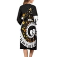 thumbnail image 2 of Yuyamidu Music Note Womens Robes Piano V-Neck Bathrobe Trendy Long Sleeve Gowns for Women Comfy Sleepwear Dress Casual Housecoat Sexy Pajama Nightgowns Size L, 2 of 7