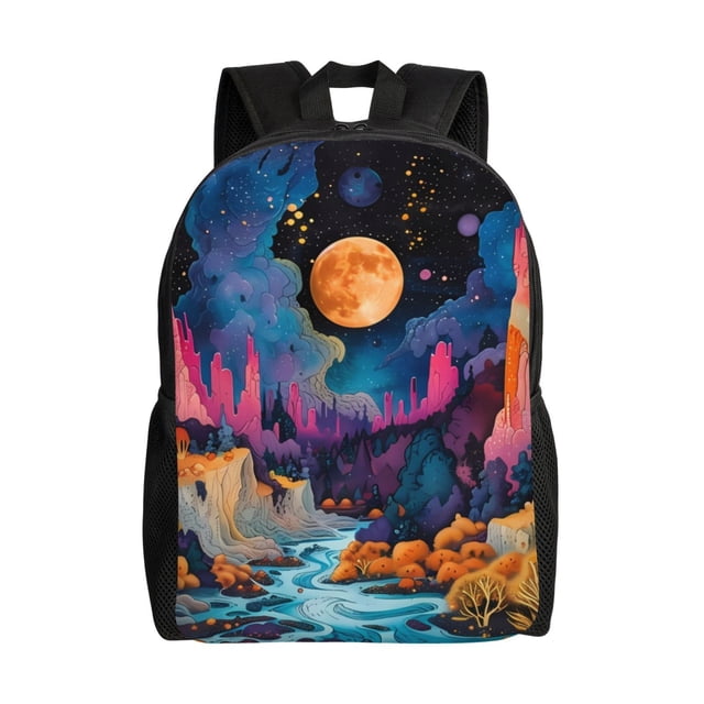 Disketp Fantasy Cosmic Landscape Mochila Unisex de Apertura Lateral Completa, Mochila para Laptop para Escuela, Trabajo y Viajes
