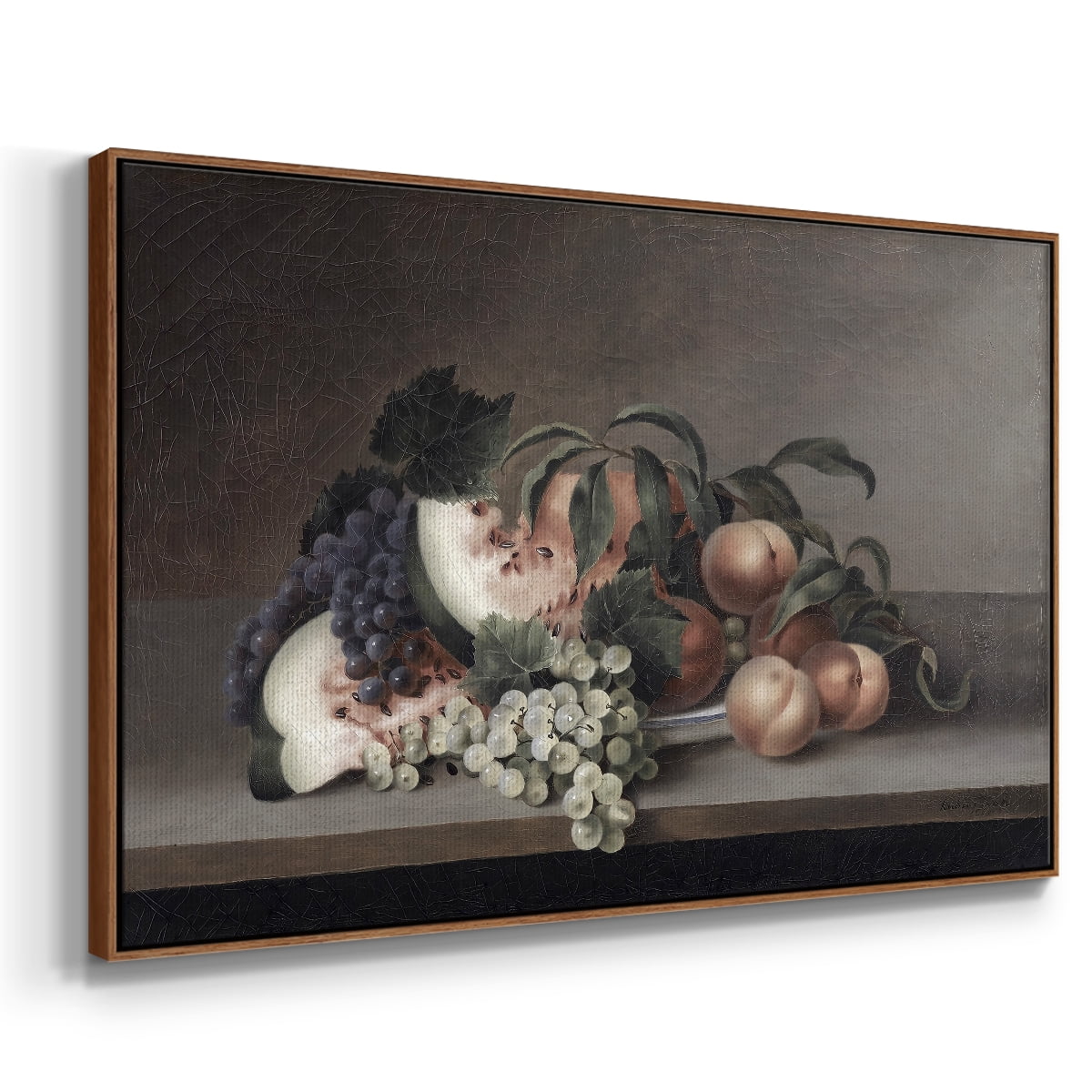 Vintage Botanical Print-XLII By Wexford Home Framed in Walnut Wood Gallery Wrapped Canvas 27 in. x 41 in.