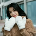 thumbnail image 3 of Cute Cat Paws Full Finger Gloves Fluffy Plush Winter Warm Mittens Hand Warmer for Women Teenager Girls, 3 of 6
