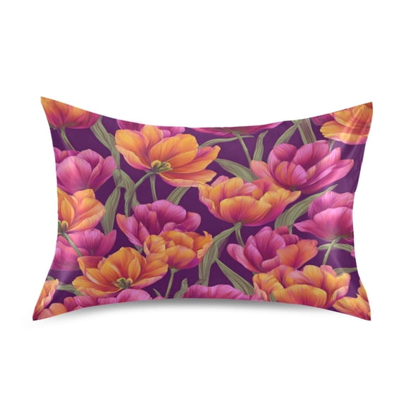 Satin Pillowcase Home Luxury Envelope Pillowcases Soft And Smooth Tulips Pattern