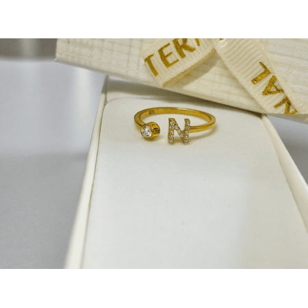 Diamond Initial "N" Ring for Women, Round Cut, 14K Yellow Gold Plated Personalized Jewelry Gift