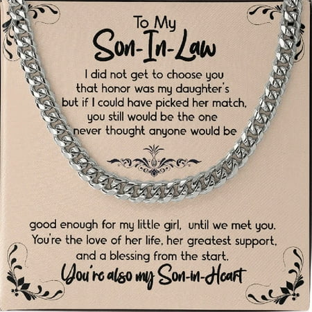 Happy Graduation Son In Law Cuban Chain Necklace, Gift For Him, Men's Chain Necklace, Future Son In Law Birthday Gift on Wedding Day, Sentimental Son Gifts