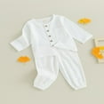 thumbnail image 3 of Unisex Fall Outfits  Solid Color Tops and Elastic Waist Pants for Kids, 3 of 9