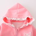 thumbnail image 5 of Toddler Girls Hooded Sweatshirt and Pants Set Ruffle Trim Zipper Jacket Two Piece Outfit for Kids Casual Wear, 5 of 5