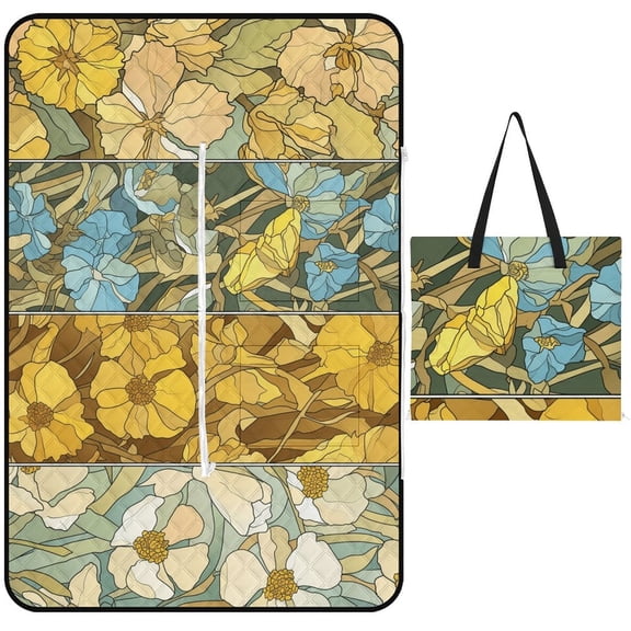 Colorful Floral Bohemia Waterproof Picnic Blanket with Foldable Zipper, Suitable for Outdoor Use, Suitable for Travel, Camping, Beaches, Parks, Grasslands, Picnic Blanket Accessories