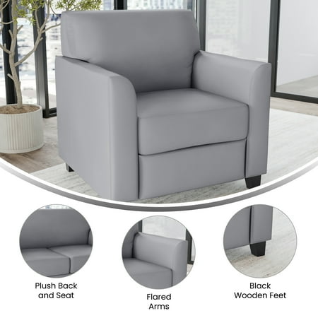 Flash Furniture - Hercules Diplomat Series LeatherSoft Chair with Clean Line Stitched Frame - Gray